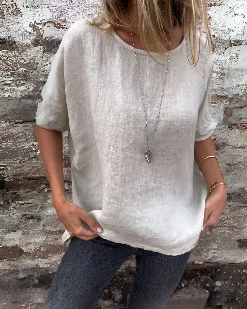 Amelvia Laki Cotton-Linen Tee – Effortless Style & Everyday Ease