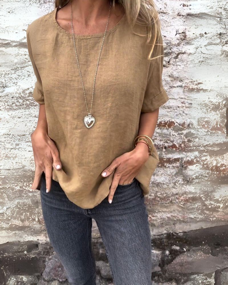 Amelvia Laki Cotton-Linen Tee – Effortless Style & Everyday Ease