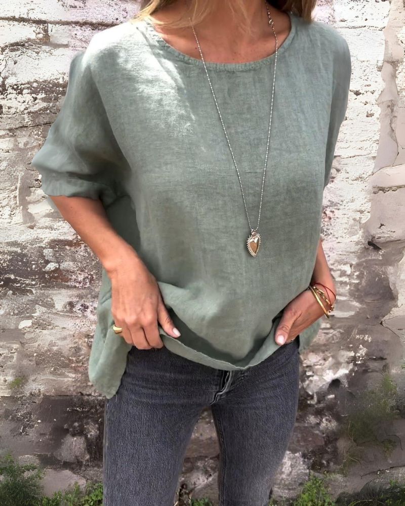 Amelvia Laki Cotton-Linen Tee – Effortless Style & Everyday Ease