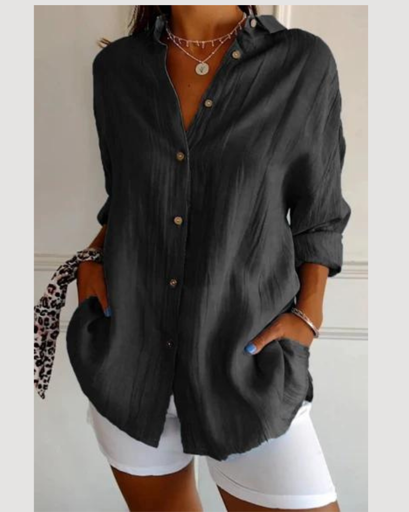 Amelvia Mira Pleated Linen Shirt – Timeless Elegance & All-Day Comfort