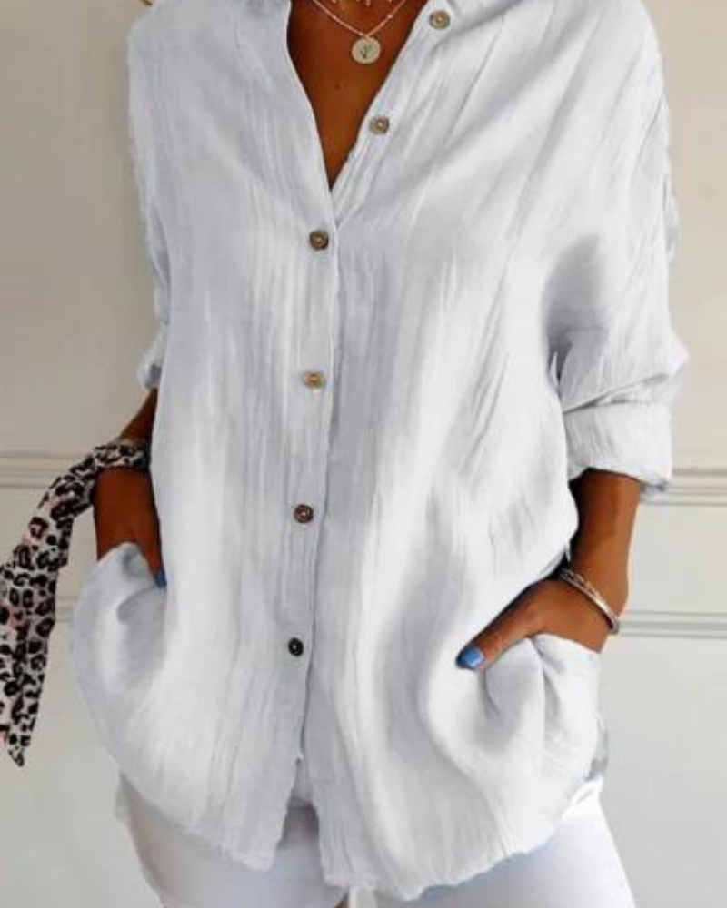 Amelvia Mira Pleated Linen Shirt – Timeless Elegance & All-Day Comfort