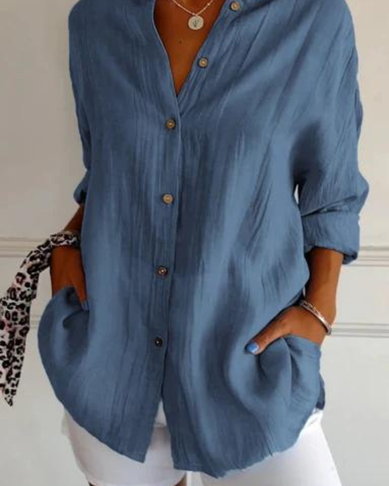 Amelvia Mira Pleated Linen Shirt – Timeless Elegance & All-Day Comfort