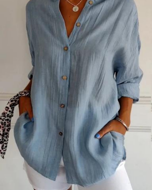Amelvia Mira Pleated Linen Shirt – Timeless Elegance & All-Day Comfort